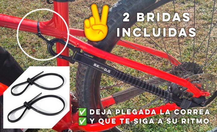 correa perro bicicleta, incluye 2 bridas para bici