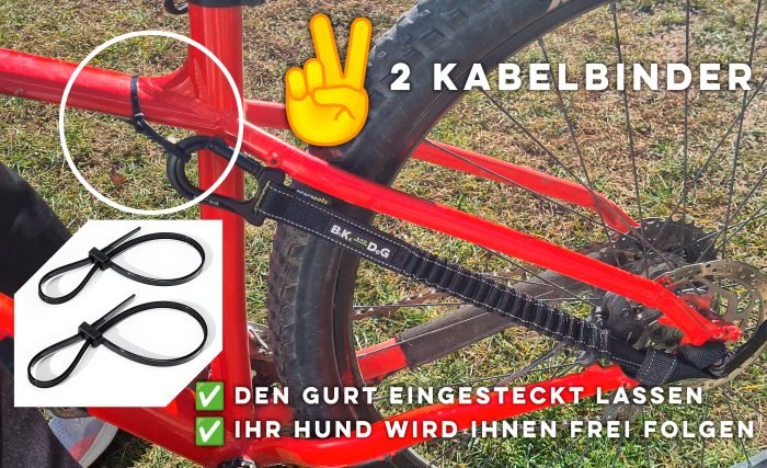 Schwarze Fahrrad-Hundeleine – Inklusive 2 Fahrrad-Kabelbinder