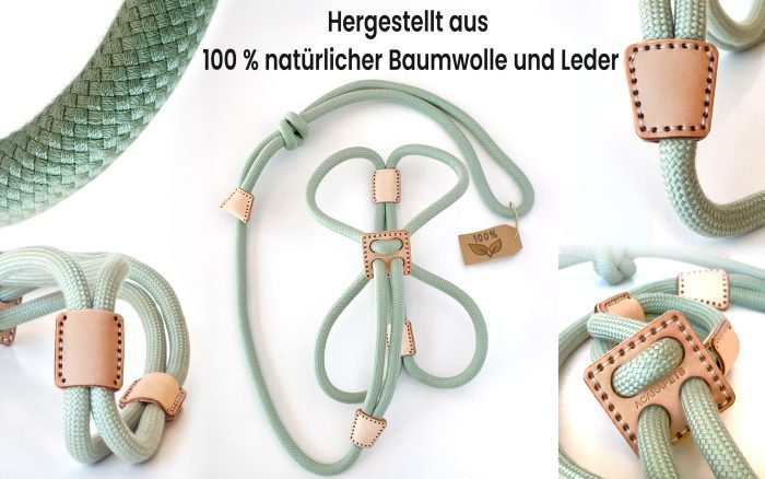 Leine, Halsband und Geschirr, alles in einem.